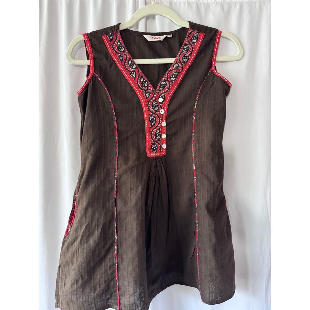 Akkriti Brown Sleeveless Blouse - Size XS